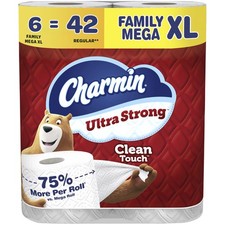 Charmin Ultra Strong Clean Touch Toilet Paper, 6 Family Mega XL Rolls 42 Regu