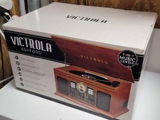 NEW  Victrola Ashford 7-in-1 Music Center Bluetooth Record Player, Mahogany