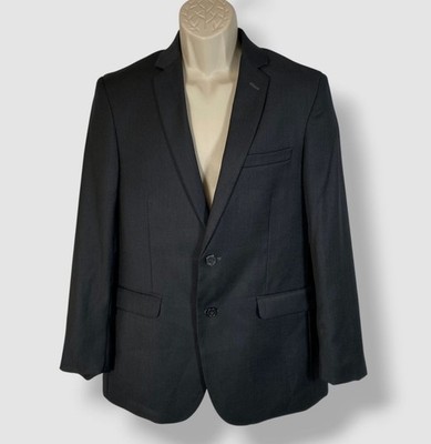 Alberto Cardinali Men's Black Slim-Fit Notched-Lapel Suit Jacket Size 40S