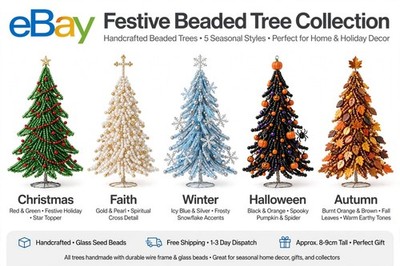 5 Style DIY Beaded Christmas Tree Kit | Mini Crystal Christmas Tree Desktop Deco