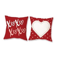 Valentine Pillow Covers 18x18 Inch Set of 2 Polka Dot Heart XOXO Red Pillow