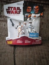Star Wars Clone Wars Commander Cody & Trooper Echo 2 Pack Walmart Exc Hasbo 2009