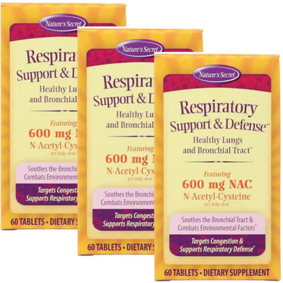 Nature s Secret Respiratory Support & Defense 60 Tablets Each (Pack of 3)