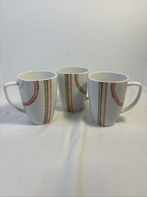 Set Of 3 Isleha Pattern Corelle Coordinates by CORNING Coffee Mugs Porcelain