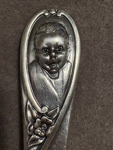Original Vintage Gerber Baby Spoon Winthrop Silver Plate Raised Baby Face 