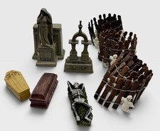 Lemax Spooky Town Crypts Gravestones Coffins Fences Lot of 8