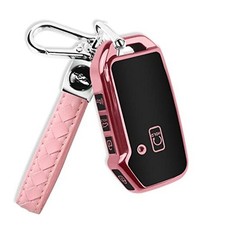 QBUC for Kia Key Fob Cover with Keychain,Car Key Case Shell Protection A:pink