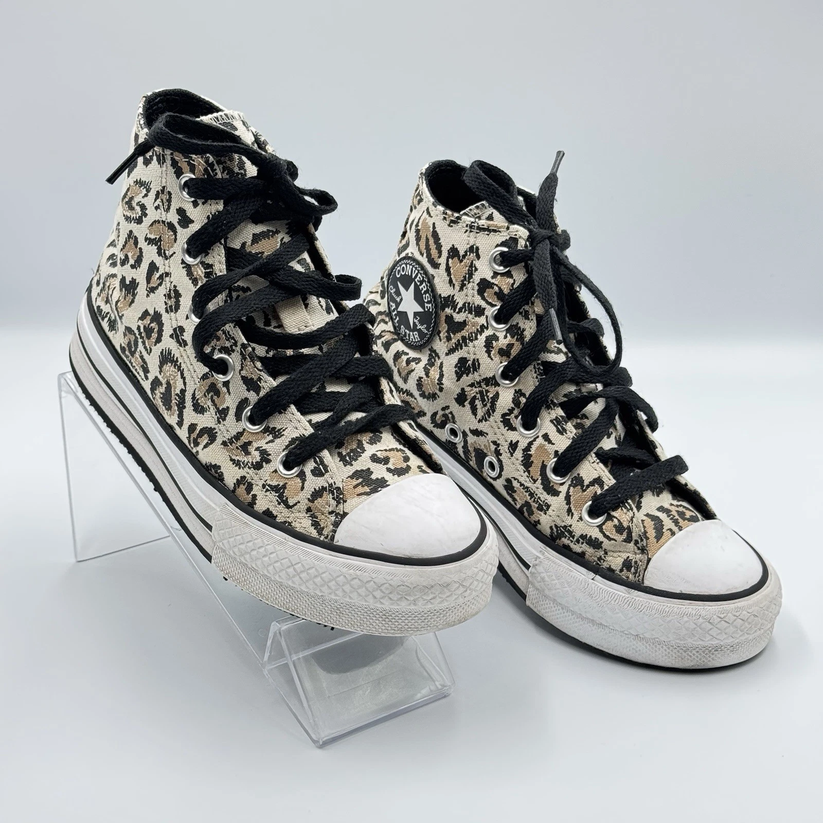 Converse Chuck Taylor All Star alte stampa leopardata bambini ragazzi taglia 1