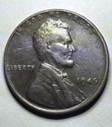 💥 1945 Lincoln Wheat Penny - Black - Impr. Annealed Copper Planchet Error