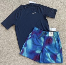 NWT Abercrombie Kids swim trunk rash guard Youth 11/12