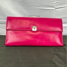 Vintage Polo Ralph Lauren Pink Leather Clutch Wallet Organizer RL Logo