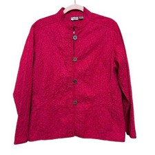 Chico  s Mandarin Collar Textured Brocade Jacket Womens Size 2 Large Valentines