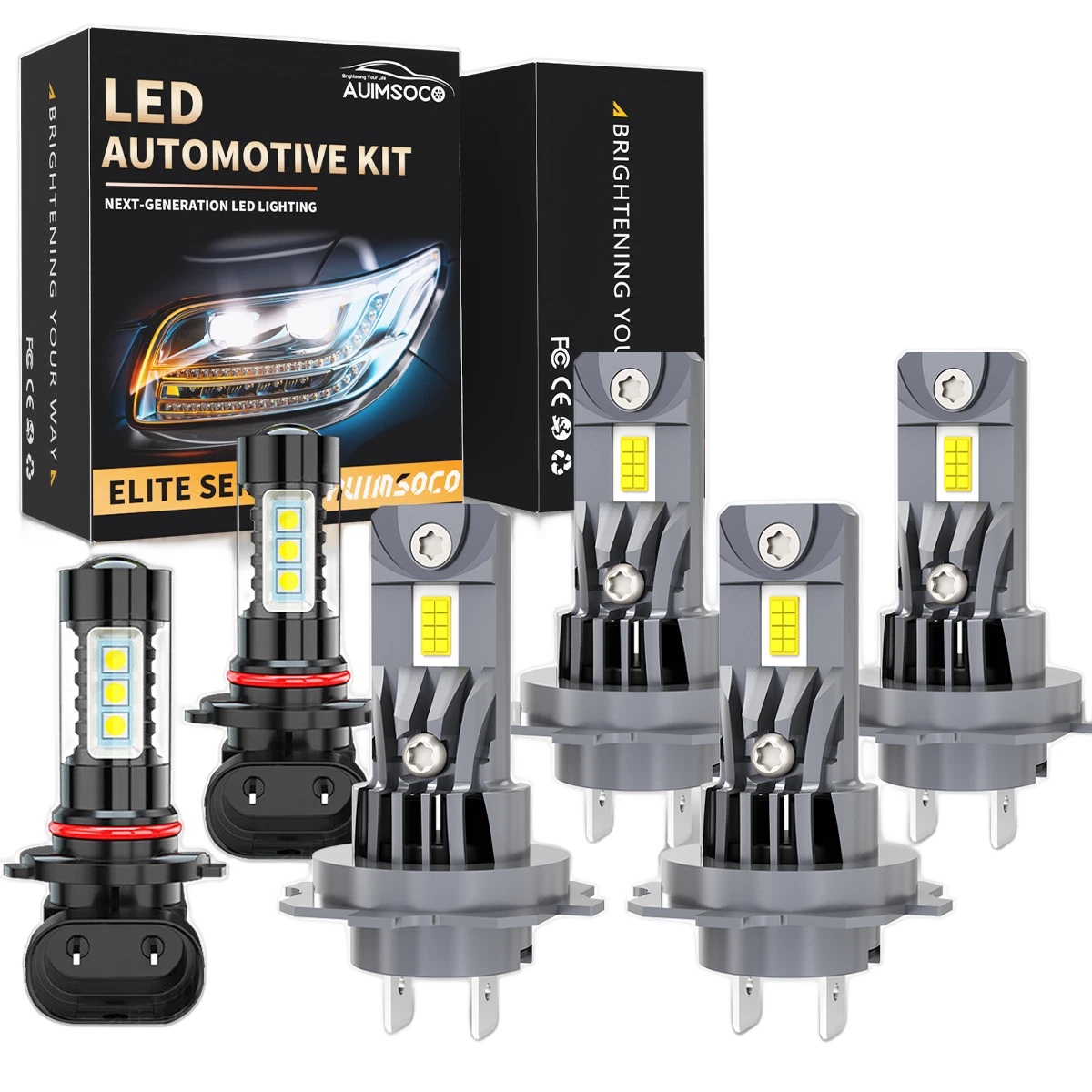 For BMW 525i 530i 545i 550i LED Headlight Conversion Kit 6pcs Hi/Lo + Fog Lamps