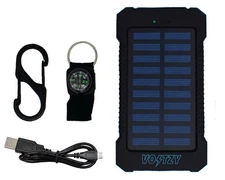 Voltzy 8000mah Solar Power Bank External Battery Charger w/  Flashlight  & 2 USB