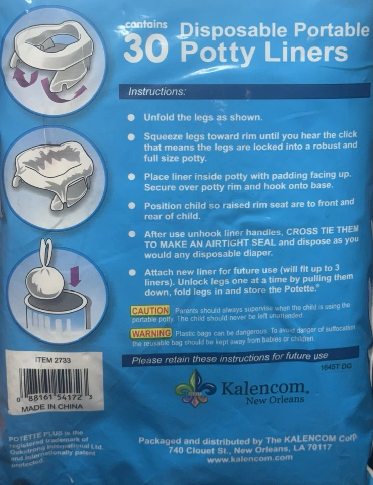 Forros de asiento para orinal Kalencom Potette Plus - Desechables, 30 unidades, para 15+ meses Foto 3 de 4