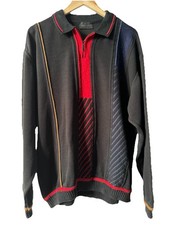 Carlo Colucci Men  s Sweater Cardigan Jumper Zip Blue Logo Vintage AUTH Size M