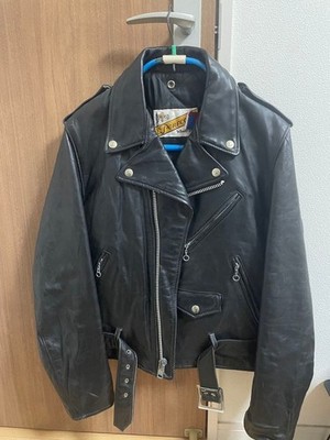 Schott Perfecto Men's Black Leather Double Rider Jacket Size 38 #FF BBA