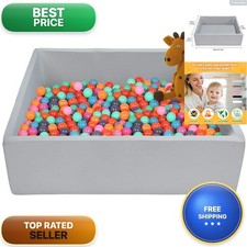 TRENDBOX Extra Large Ball Pit 47.2x47.2x13.8in Memory Foam - Light Gray