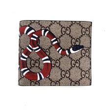 Image of Gucci GG Monogram King Snake Print Small Bifold Wallet Beige