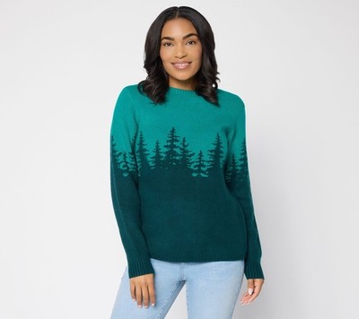 Denim & Co. Women's Top Plus Sz Sweater 3X Crewneck Multi-colored A673198