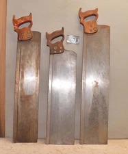 3 Henry Disston & Son miter box saw 30" x 6, 24" x6, 28" x 5 collectible tool T5