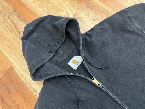 MENS VINTAGE CARHARTT JR105 WORKWEAR SIZE XL CANVAS ZIP BLACK FADED JACKET COAT - Bild 11 von 17