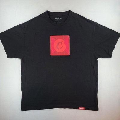 Cookies SF Mens Black T-Shirt Red Square C Logo Graphic Streetwear Tee XL