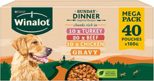 Sunday Dinner Mixed in Gravy Wet Dog Food Pouches 40X100G 3.63 per kilo