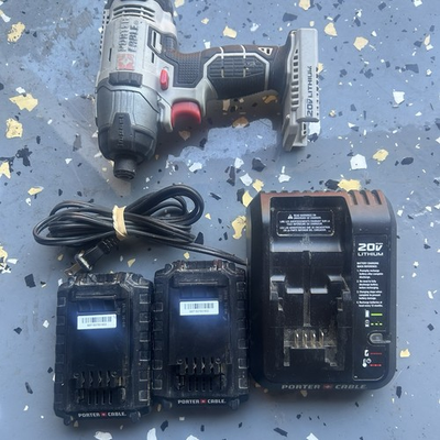 #ad Porter Cable PCC641 20V Impact Driver w 2x Batteries Charger Bundle Tested $43.49