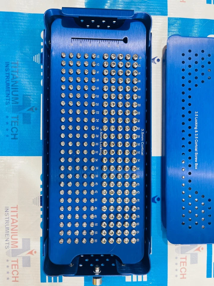 Tornillos de bloqueo y cortical de 3,5 mm con caja (138 piezas) Acero inoxidable 316L Foto 2 de 4