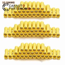 100Pcs 12-10 Gauge Insulated Butt Wire Connectors Crimp Splice Terminals Yellow