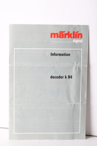 Märklin H0 Instrucciones para decodificador k 84 (355802) | Condition: Gut