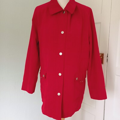 Isle Outwear Ladies Red Pocket Mac Lined Jacket Popper Fast