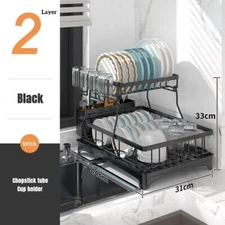 Kitchen Dish Cup Drying Rack Utensil Drainer Dryer Tray Cutlery Holder Organizer