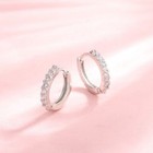 Shiny 925 Sterling Silver Cz Crystal Hoop Circle Huggie Earrings Women Girl Gift