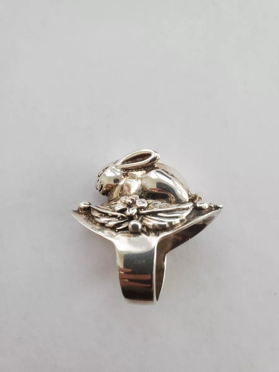 Sterling silver rabbit best sale ring
