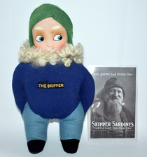 RARE ANTIQUE DEANS RAG BOOK ANGUS WATSON & CO LTD SKIPPER CLOTH DOLL 27cm c1920