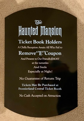 Full Size 18x27'' 1970s Disney World Haunted Mansion E Ticket Sign Ride Vintage