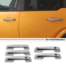 Door Handle + Tailgate Handle Cover Trim 5P For 2021-2024 Ford Bronco ABS Chrome