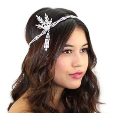 Kristin Perry 1920's Great Gatsby Inspired leaf medallion pearl headpiece 