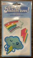 Ooly Embroidered Iron On Patches Sky Pals Rainbow Lightning Star Cloud Set of 3