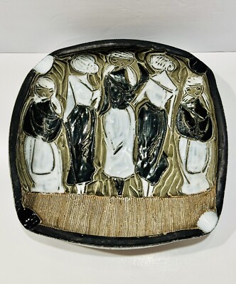 Rare Lg MCM Fratelli Carved Pottery Ashtray A Frieze Of Women For Raymor B.Italy