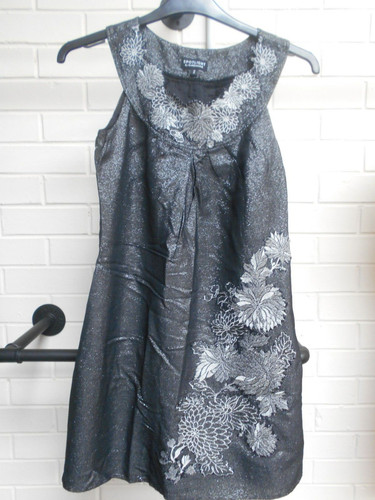 WAREHOUSE SPOTLIGHT BLACK/METALLIC DRESS - SIZE 10 - VERY GOOD CONDITION