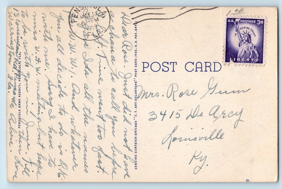 Pensacola Florida Postcard Beach Casino America's Waikiki 1959 Vintage