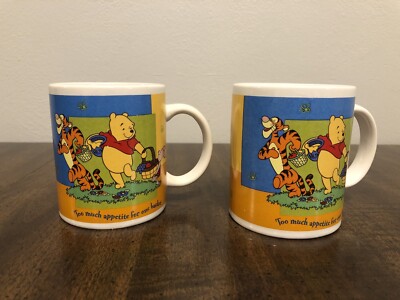 Set Of Two Disney Winnie The Pooh Too Much Appetite For One Basket Coffee Cups