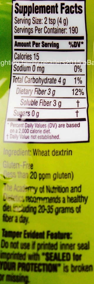Suplemento de fibra en polvo Benefiber 100 % natural fácil de disolver 190 o 380 porciones Foto 2 de 3