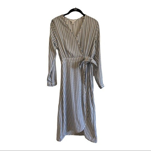 white stripe wrap style maxi dress | eBay