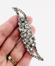Large Sparking Clear Rhinestone Barrette 3 7/8 Inches Vintage Accessories