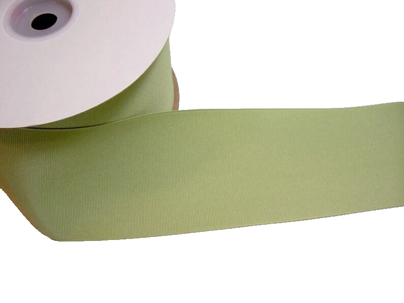 Green Grosgrain Ribbon 3 inches wide x 6 yards Schiff Celadon Polyester B64 - Image 4 of 4