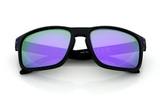 Polarized Sports Square Men's Sunglasses Matte Black Frame Purple Mirror Lens